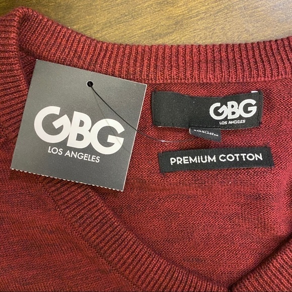 GBG Los Angeles NWT Sweater XL Red Premium Cotton Raul LS Crew Men’s Maroon New - Picture 6 of 9